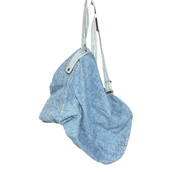 New York Line Vintage 90s Shoulder Bag Denim Backpack Hobo Blue Jeans - Picture 4 of 6